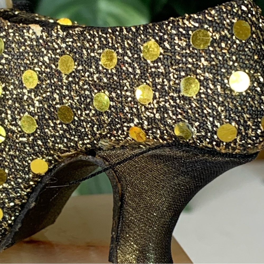 Miniature Victorian Shoe High Heel Slipper Sequins Cameo Bow Glam Decoration 4.2 - Picture 11 of 16